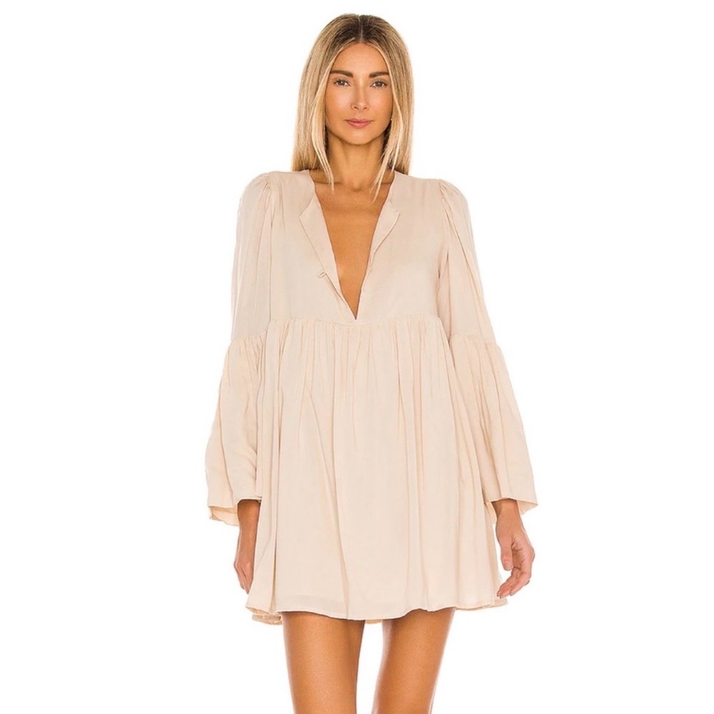 Revolve Indah Minta Solid Seamless Babydoll Mini Dress in Doe Natural S/M